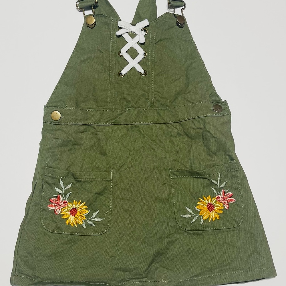 Girls Green Overall Dress 3T